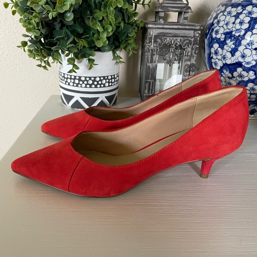 Franco Sarto Woman high heel Suede leather solid red shoes pumps size 7 L-Donnie